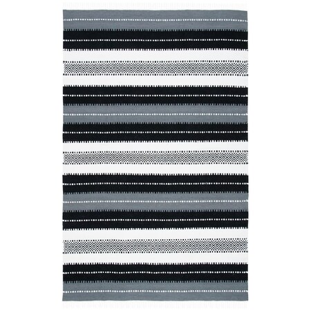 Safavieh 3 x 5 ft. Striped Kilim Global Rectangle Flat Weave Rug Black & Ivory STK103Z-3